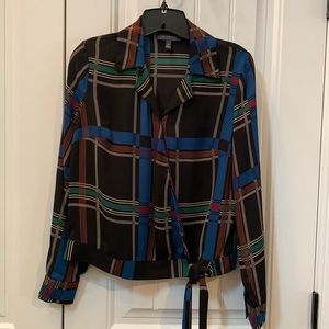 THE LIMITED Plaid Wrap Blouse XS
